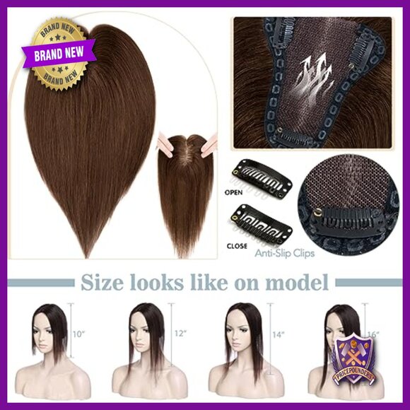 Human Hair Topper Clip-In 10 Inch Lace Base Hair Loss Cover No Bangs main image 6